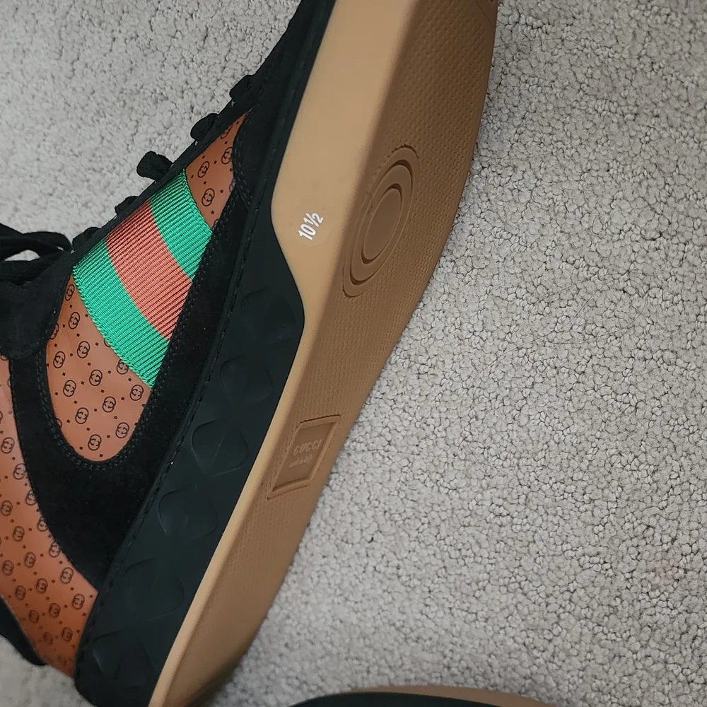 Gucci × Dapper DAN Brown High-Top Sneakers Sz 10.5
